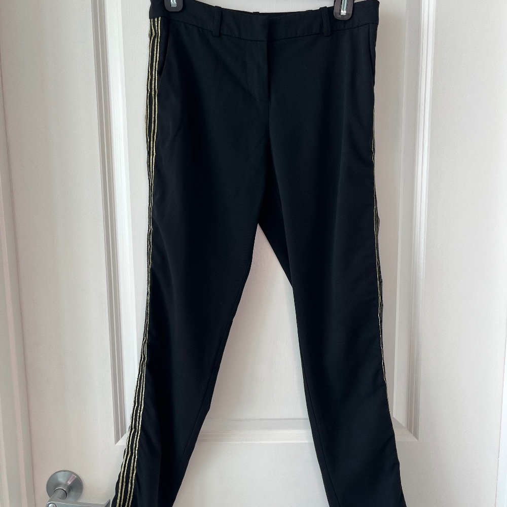 Morgan de Toi Black Slim Pants with Gold Side Stripes – Size 36 (FR / US 6 / UK